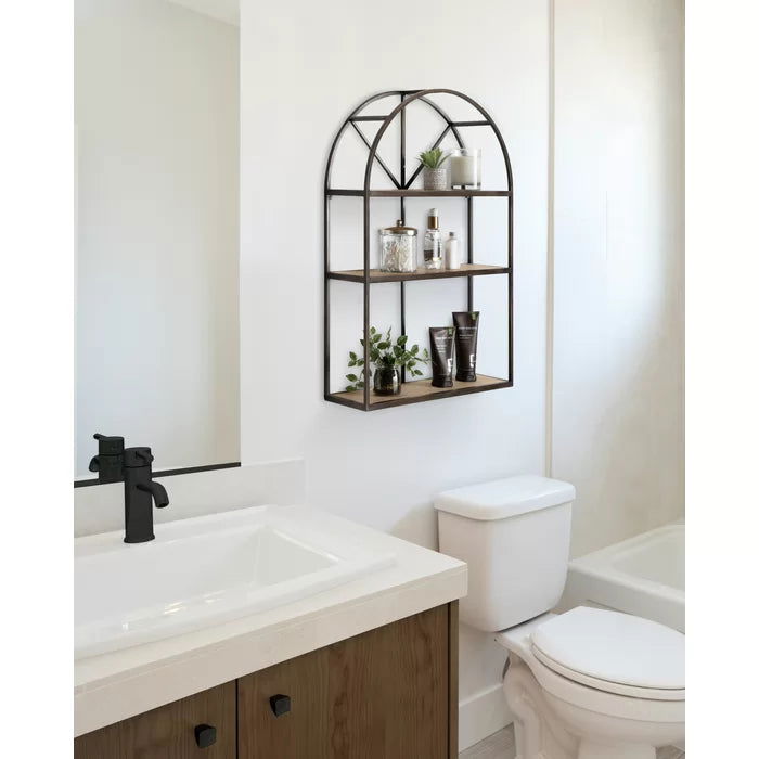 Metal And Solid Sheesham Wood 3-Tier Floating Shelf - Furnishiaa -  -